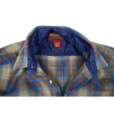 Vintage Orange Blue Plaid Shirt High Sierra Mens Size L 70s 80s Cobain Special picture