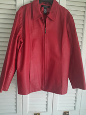 DIALOGUE RED FAUX LEATHER NAPPA SIZE 1X JACKET picture