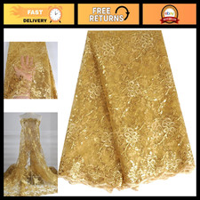 5 Yards African Lace Fabric with Sequins & Rope Embroidery for Party Dresses picture