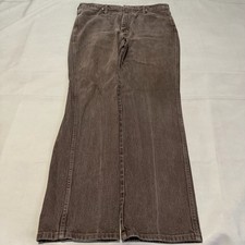 VTG Wrangler Men Brown Denim Jean Straight Western Rodeo Earthtone Minimal-34x31 picture