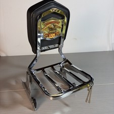 Harley Davidson Made in USA Golden Eagle Backrest Luggage Rack Sissy Bar Chrome picture