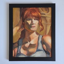 Original Contemporary Figurative Oil Painting Portrait of a Red-Haired Woman picture