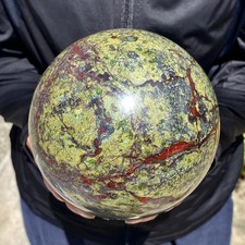 9.01LB Natural dragon blood stone quartz sphere crystal ball reiki healing picture