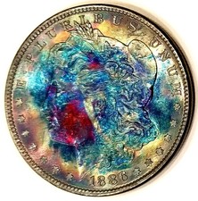 1886-P Gem BU Stunning 2 Sided Rainbow Color Toned Fully Struck Old Collection picture