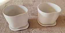 (2) STARBUCKS Organic by Aida 8 oz White Ceramic Cups/Saucers -  picture