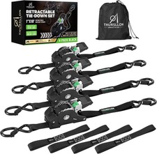 Rhino USA Retractable Ratchet Straps (4-Pack) - 1 Inch x 10 Feet (1,650lb Break picture