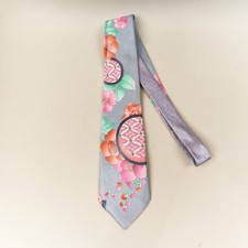 Vintage Leonard Paris Silk Tie Silve Abstract Floral Jacquard Italy 3.75 x 60