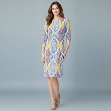 J. MCLAUGHLIN Sophia Floral Dress Catalina Cloth Brown Gold Stretchy Dress Small picture