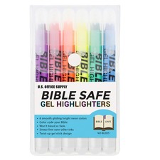 6 Bible Safe Gel Highlighters, Bright Neon Colors Yellow, Orange Pink Green Blue picture