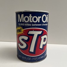 Vintage 1976 STP Motor Oil Can Paper & Metal SAE 10W-20W-50 FULL picture