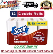NEW Scott Paper Towels Bulk 24 Regular Rolls 12 Double Rolls White picture