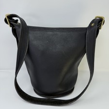 Vintage Coach Helen's Legacy 9953 Bucket Bag M Black Leather USA Made Adjustable picture