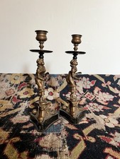 Pair Of Antique 19th Century Gilt Bronze Candle Sticks Of A Girl  picture