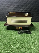 Vtg West Bend Slo Cooker Griddle 4 QT Glass Lid Cord Brown Stripes Video  🎥 picture