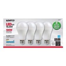 Satco S28790 - 15.5 Watt A19 LED Light bulbs  - 5000K - 1 Pack of 4 Bulbs picture