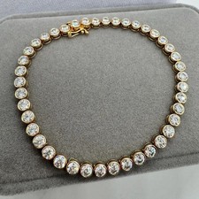 Luxury 7CT Natural Diamond Bezel Set Tennis Bracelet 14K Yellow Gold Round Cut picture