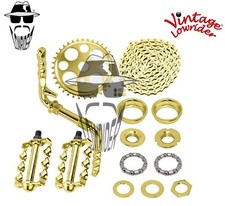 VINTAGE LOWRIDER - Twisted CRANK PKG - Lucky 7 Flat Twisted Pedal Gold picture