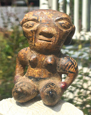 Vintage Nicoya Style Female Effigy Figure Costa Rica Pottery Pre-Columbian Type picture