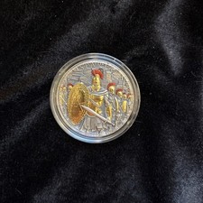 2023 Niue Sparta 2oz Silver .999 Antiqued Gilded High Relief Coin 90/500 picture