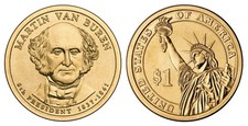 2008 P&D Martin Van Buren Presidential $1 Golden Dollar Coin – Circulated/Shiny picture