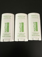 Lot of 3 NATIVE Whole Body Deodorant Sensitive Cucumber Mint Aluminum Free [NEW] picture