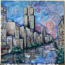 Original Oil on Canvas by Eggee – “Metropolitan Drift” picture