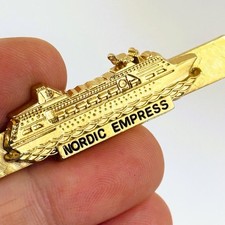Vtg Royal Caribbean Nordic Empress Cruise Ship Tie Clip Bar Souvenir Gold Tone picture