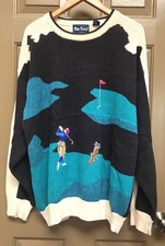 Vintage PAR FOUR Sweater Men XL Golfer Embroidered Retro Crew Neck Preppy picture
