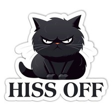 Black Cat Hiss Off Sticker Decal picture