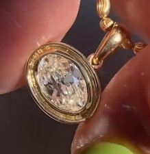 East West Bezel Pendant 2.50 Ct Old European Oval Cut  Pendant 10K Yellow Gold picture