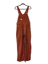 Smith’s Workwear Sanfordized Orange and Navy Blue Plaid Overalls Vintage Y2K picture