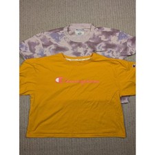 Pair of Women's Champion Cropped Tee's - Size Large Workout Sport Athleisure picture