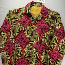 True Vintage 50s Shirt Mens Medium Button Up Crazy Ornate Geometric Disco Party  picture