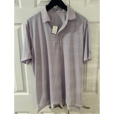 B. Draddy Sport Mens Large Purple Striped Sport Golf Polo Short Sleeve NEW picture