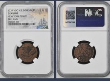 1737 New York Penny Netherlands Dutch East Indies Colonial Duit NGC Genuine picture