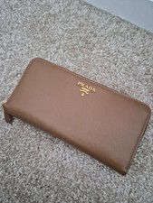 Authentic Prada Brown Zip-Around Wallet w/ Logo Zipper, Credit Card Slots picture