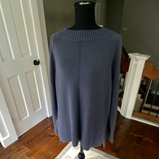 Haven Well Within Blue Solid Knit Crew Neck Raglan Long Sleeve Sweater Women M picture