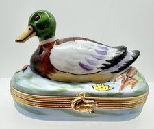 Vintage Limoges France Peint Mein Porcelain Duck Trinket Box  picture