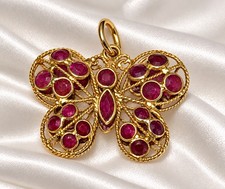 Charming 18 Kt Gold, Ruby, 2-Sided Butterfly Pendant picture