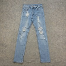 Shein Women's Jeans Light Wash Blue Medium Distressed Skinny Stretch Denim picture