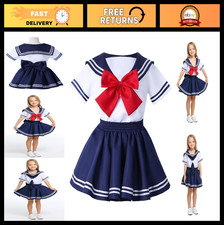 Kids Sailor Cosplay Costume Dress - Anime School Uniform Shirt Skirt Bow Tie Out picture