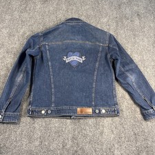 NWT Zadig & Voltaire Denim Jacket Women Medium Kase Heart Bedazzled picture
