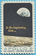 VTG 1969 APOLLO 8 STAMP MOON MISSION SPACE EARTH NASA  IN THE BEGINNING GOD... picture