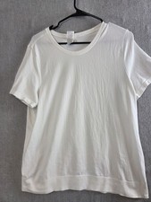 Athleta In Motion Womens XL White T Shirt Short Sleeve Top Waffle Weave Active picture
