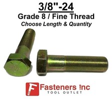 3/8-24 Hex Bolt Yellow Zinc Grade 8 Cap Screw Fine Thread (Choose Length & Qty) picture