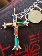 G&L Leekity Sterling Silver Inlaid Cross Pendant, Christian Jewelry picture