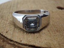 3.70 Ct Certified Treated Grey Diamond Solitaire Ring 925 Sterling Silver picture