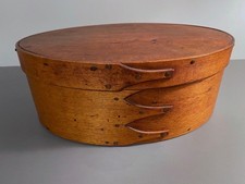 Antique 19th c Shaker Oval Box 4 Finger Pantry Box Nutty Patina 10.5