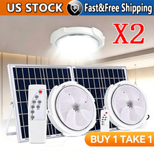 2PCS Solar Panel Powered Light Pendant Ceiling Lamp In/Outdoor Garden Shed Barn picture