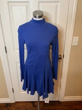 Daily Practice Anthropologie Blue Mock Neck Mini Swing Dress, Size S picture